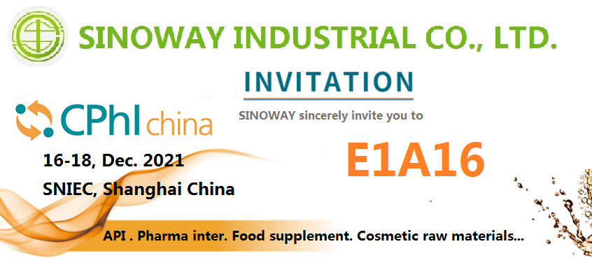 Sinoway lädt Sie herzlich ein, unseren Stand E1A16 auf der CPhI China 2021 zu besuchen
